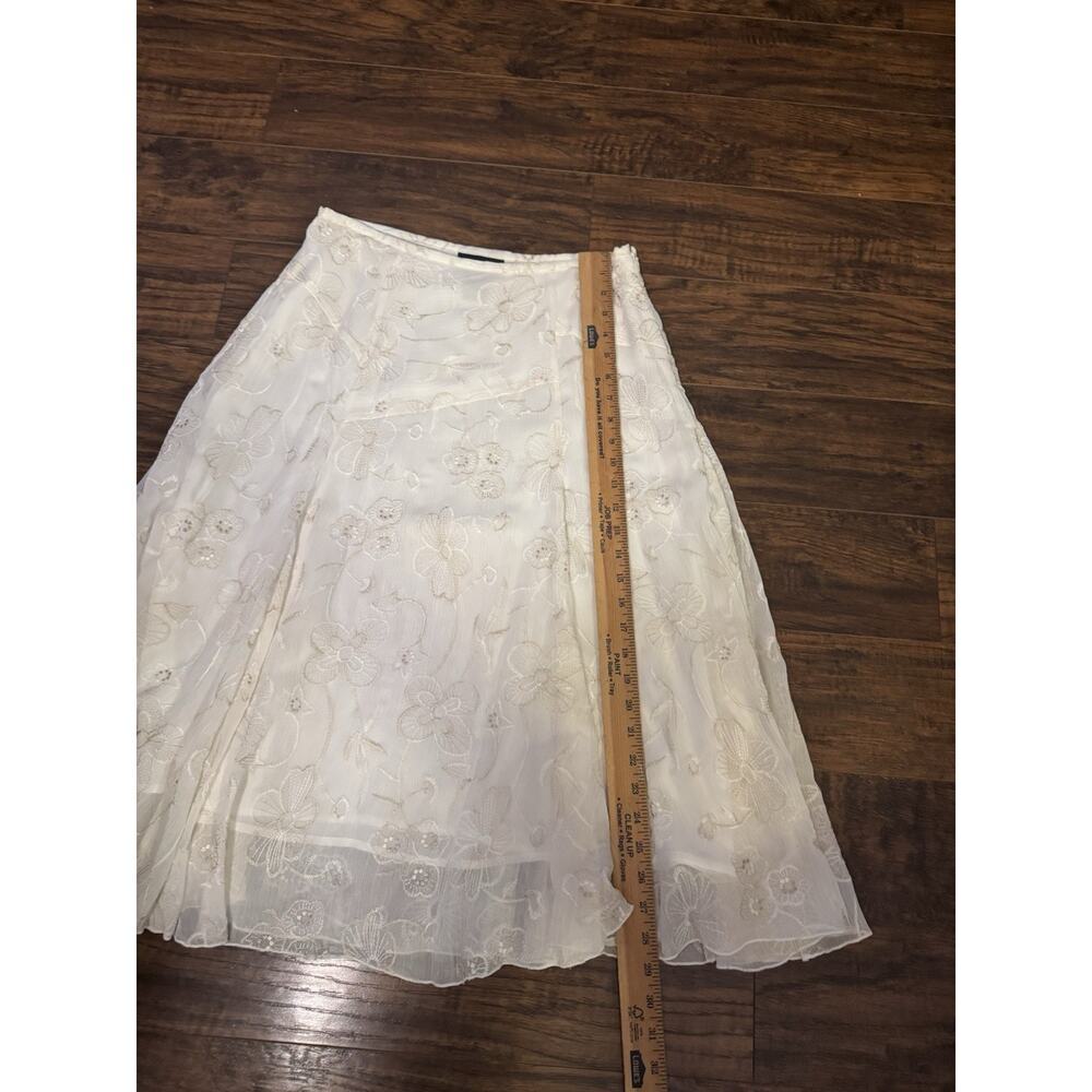 Multiples Womens White Skirt Lace Boho Lined A Line Floral Sz:8 - Picture 5 of 7
